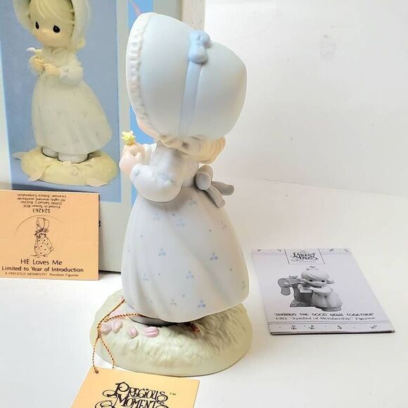 Precious Moments “He Loves Me” Girl with Flower – 1993 Limited Year Figurine #52 - Picture 3 of 7
